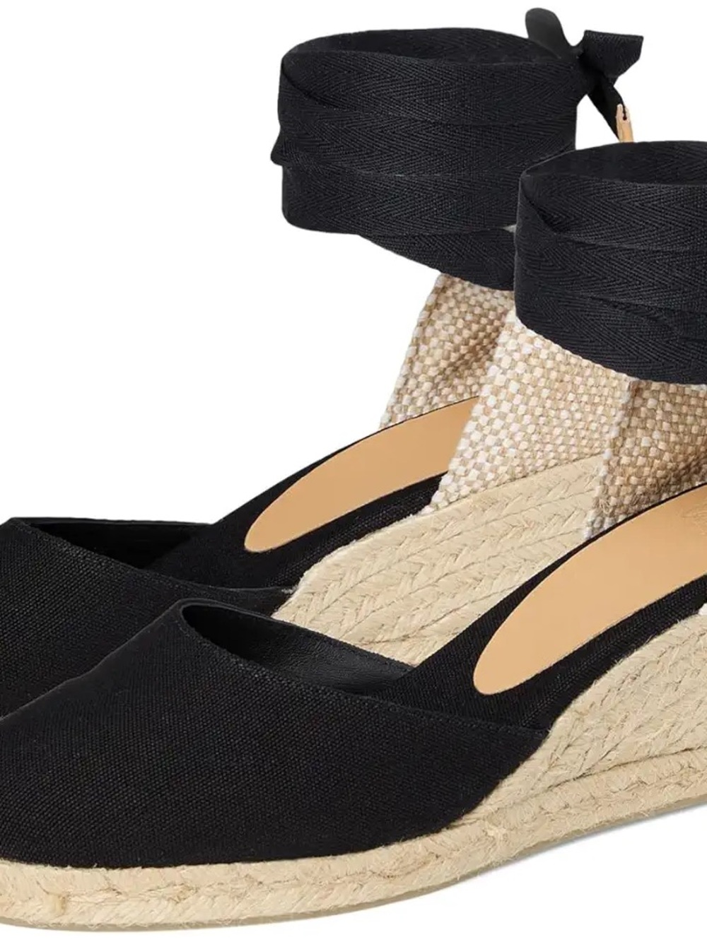Castaner Black Canvas Espadrille Wedge with Ankle Tie